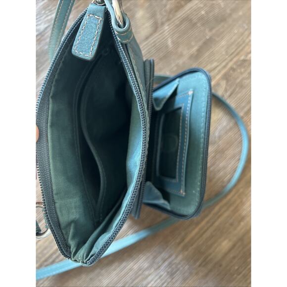 Fossil turquoise crossover leather bag purse hobo y2k vintage shoulder blue - Picture 5 of 11